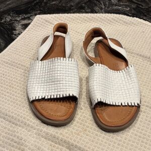 Spring Step White Woven Sandals